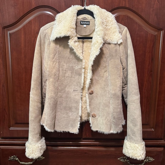 XOXO: Genuine Leather Coat with Fur Interior Size L - Picture 1 of 8